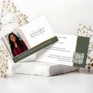 Cartão De Visita Foto de Profissional Financeiro Monograma Mínimo L