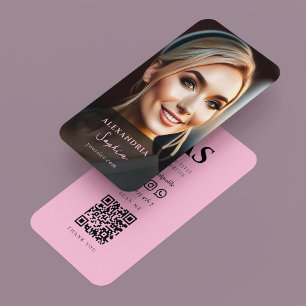 Cartão De Visita Foto de retrato profissional estética rosa