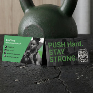 Cartão De Visita Foto de Treinador de Fitness Moderno e Ousado Pers