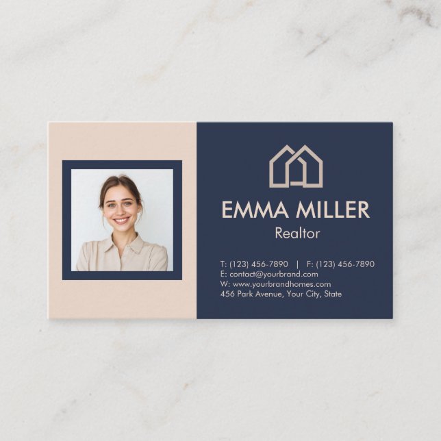 Cartão De Visita Foto do Agente Imobiliário do Realtor de Marinho E (Frente)