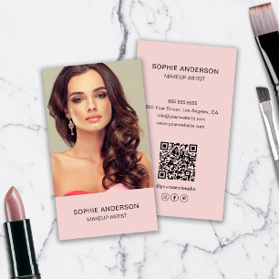 Cartão De Visita Foto do artista moderno Makeup rosa