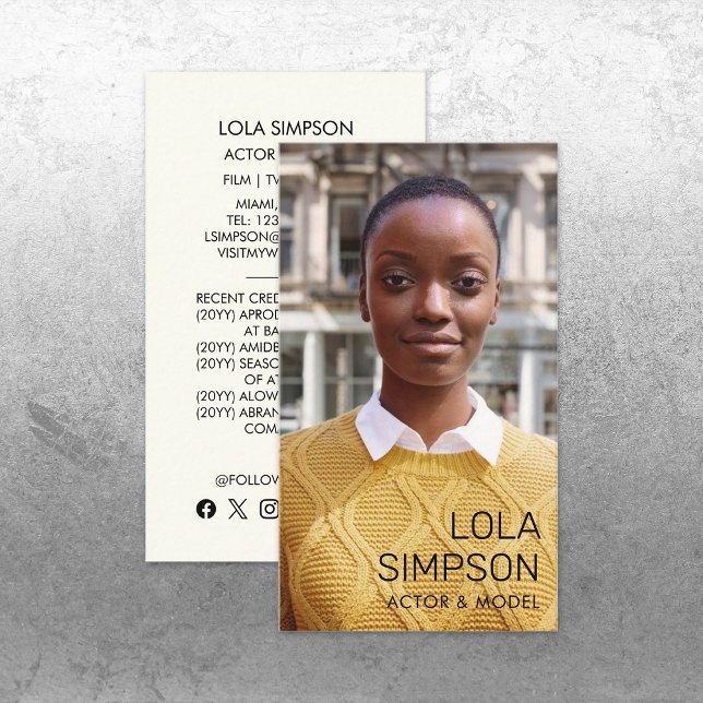 Cartão De Visita Foto do Ator Model Entertainment Professional (Criador carregado)