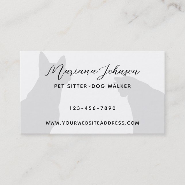 Cartão De Visita Foto do Cachorro-Pet Negra-Branca (Frente)