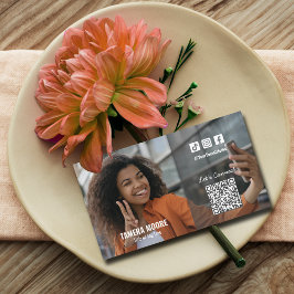 Cartão De Visita Foto do código QR da mídia social