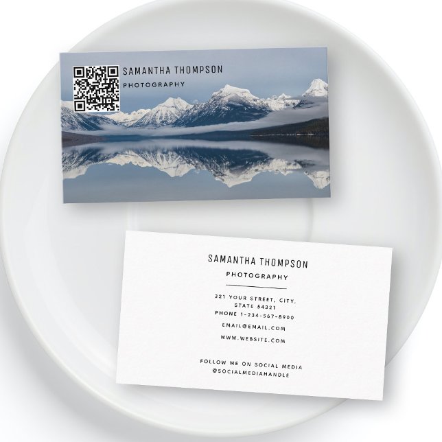 Cartão De Visita Foto do código QR do fotógrafo moderno (Criador carregado)