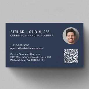 Cartão De Visita Foto do Código QR do Planejador Financeiro Certifi