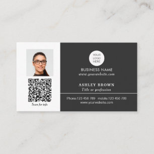 Cartão De Visita Foto do código QR moderno da rede de logotipos pr