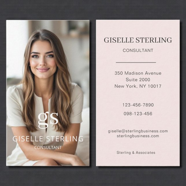 Cartão De Visita Foto do Consultor Blush Pink Professional (Criador carregado)