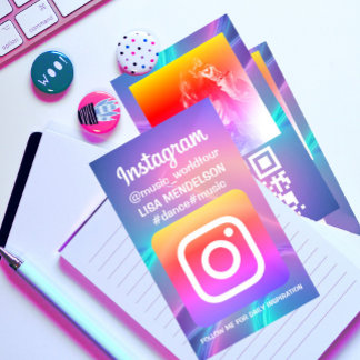 Cartão De Visita Foto do logotipo instagram personalizado e código 
