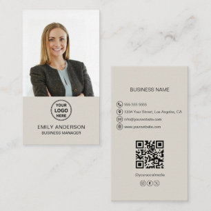 Cartão De Visita Foto do logotipo moderno QR Social Media Professio