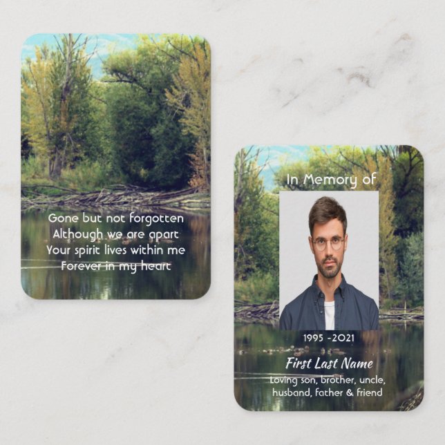 Cartão De Visita Foto do Memorial Keepsasasaau Lago Pond Park Pond  (Frente/Verso)