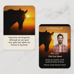 Cartão De Visita Foto do Memorial Prayer Horse Silhouette