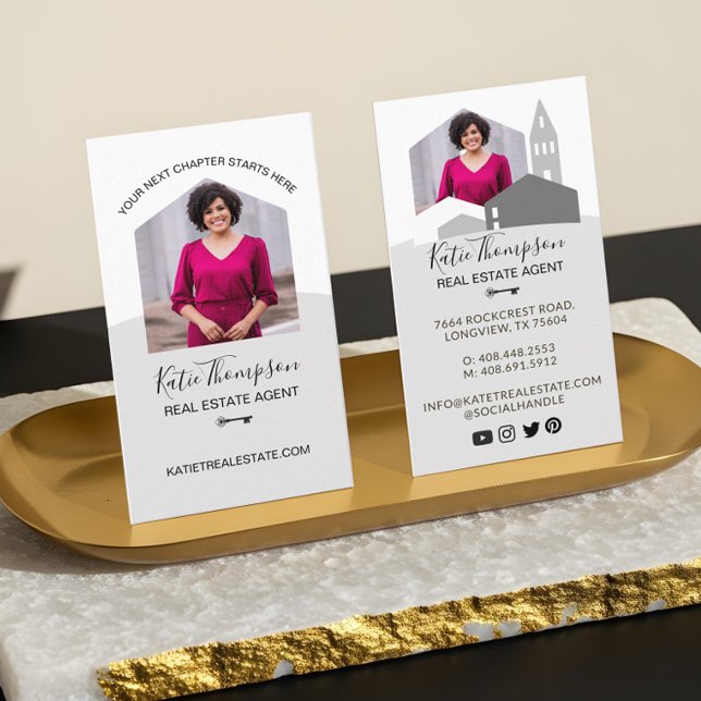 Cartão De Visita Foto do moderno Home Professional Imóveis Estate A (Minimal Professional Real Estate Agent Photo Logo Business Card1)