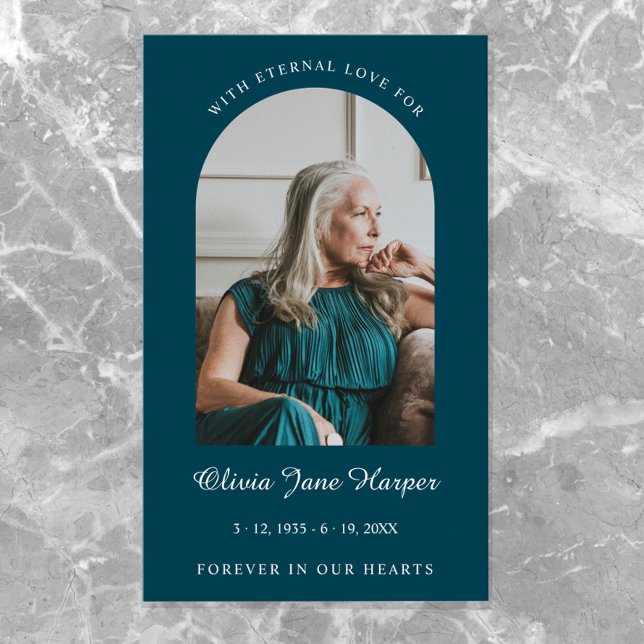 Cartão De Visita Foto do Orador Funeral de Arch Elegante (Criador carregado)