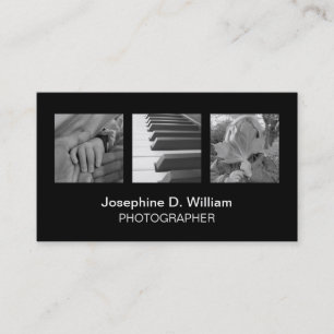 Cartão De Visita Foto do padrão 3 ou chique moderno branco preto do
