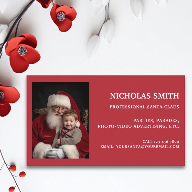 Cartão De Visita Foto do Papai Noel de Natal Profissional (Criador carregado)