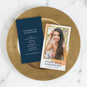 Cartão De Visita Foto Dourada de Captura de Cabeça de Cor de Laran