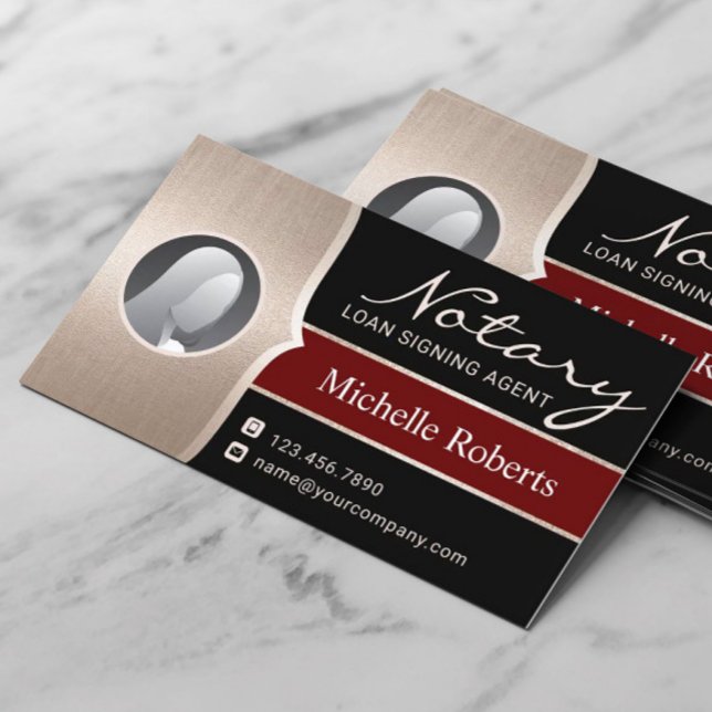 Cartão De Visita Foto Dourada e negra moderna do agente de assinatu (Criador carregado)