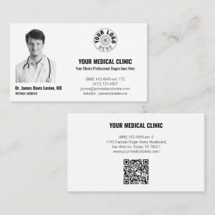 Cartão De Visita Foto e logotipo de médico profissional, código QR