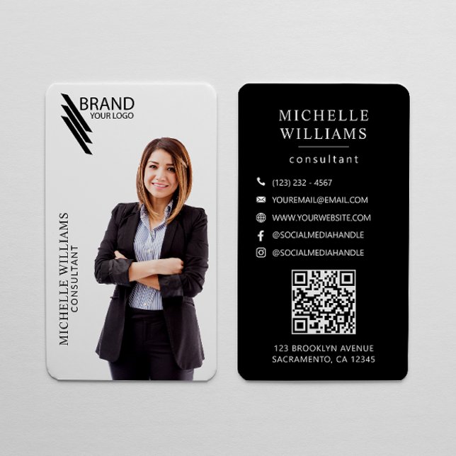 Cartão De Visita Foto E Logotipo Elegante Profissional (Criador carregado)