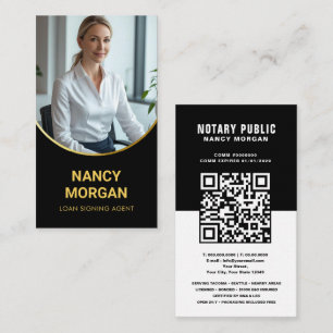 Cartão De Visita Foto em QR Code de Notário Público com Arco Preto