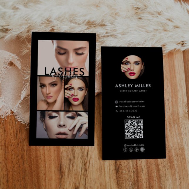 Cartão De Visita Foto Formal Simples Moderna - Preto (Criador carregado)