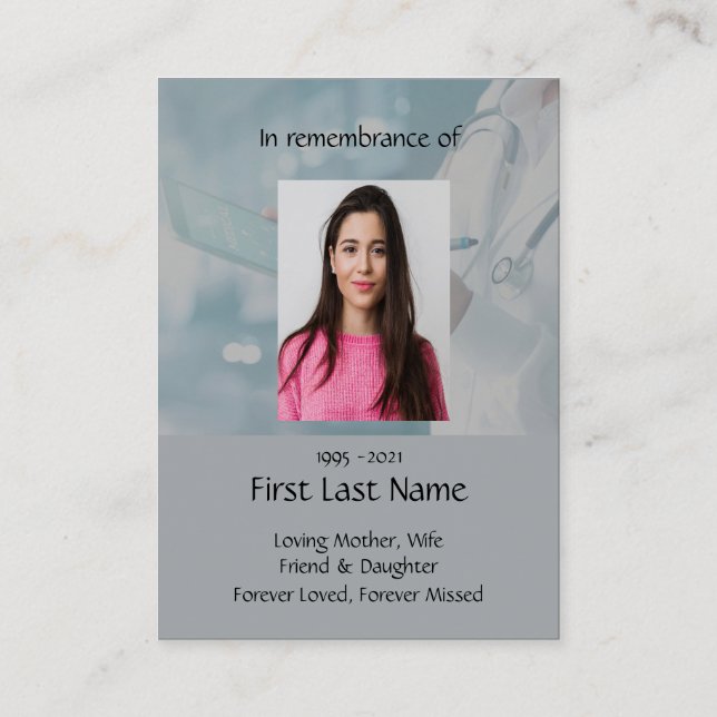 Cartão De Visita Foto Memorial Oração Médica Enfermeira Médica Busi (Verso)