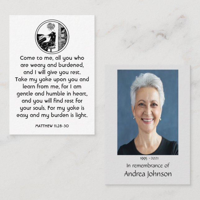 Cartão De Visita Foto Memorial Oração Musical Piano Música (Frente/Verso)