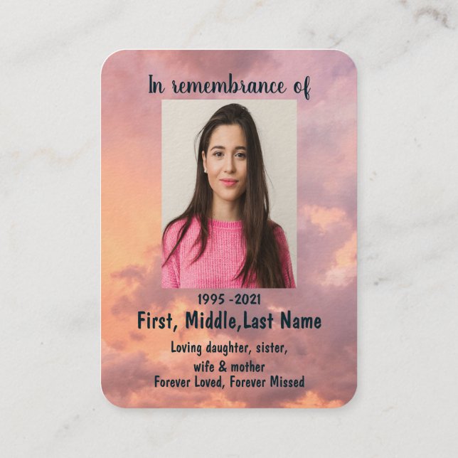 Cartão De Visita Foto Memorial Orador Cristão Céu Celestial (Verso)