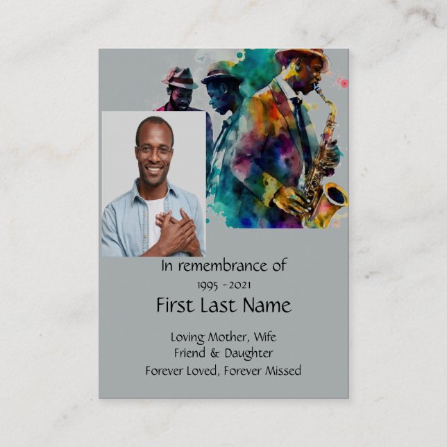 Cartão De Visita Foto Memorial Prayer Banda Jazz (Verso)
