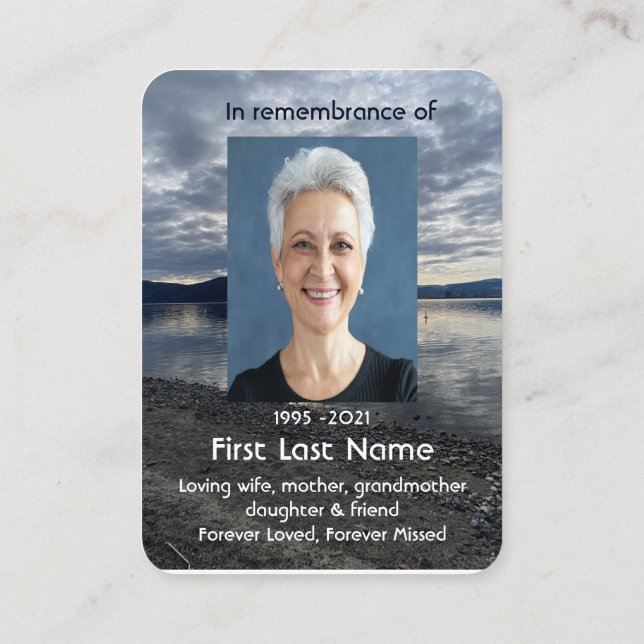 Cartão De Visita Foto Memorial Prayer Lake Evening Sunset (Verso)