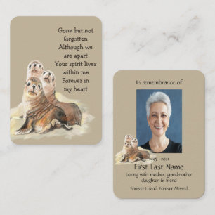 Cartão De Visita Foto Memorial Prayer Watercolor Seals Willife