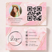 Foto moderna do código QR Glitter Rosa Dourado Ele