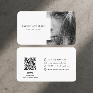 Cartão De Visita Foto Moderna Profissional Código QR