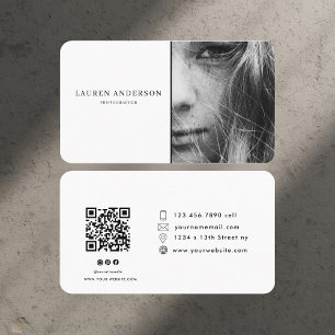 Cartão De Visita Foto moderna profissional com código QR