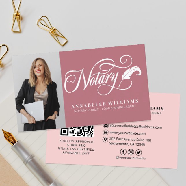 Cartão De Visita Foto notária de código QR moderno (Criador carregado)