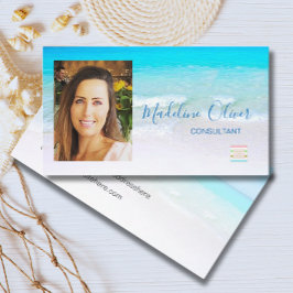Cartão De Visita Foto Ocean Beach Sea Viagem Logo Blue