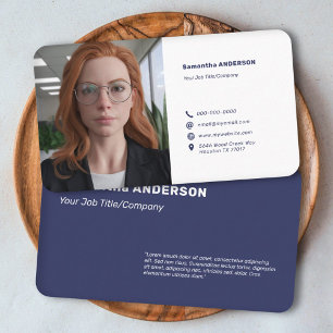 Cartão De Visita Foto personalizada - azul minimalista