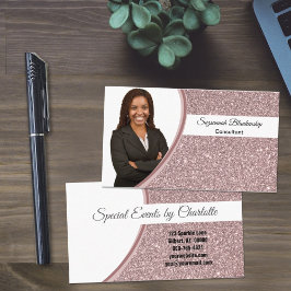 Cartão De Visita Foto personalizada com brilho inverso rosa