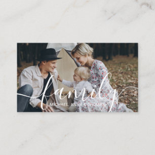 Cartão De Visita Foto personalizada da família com nome personaliz