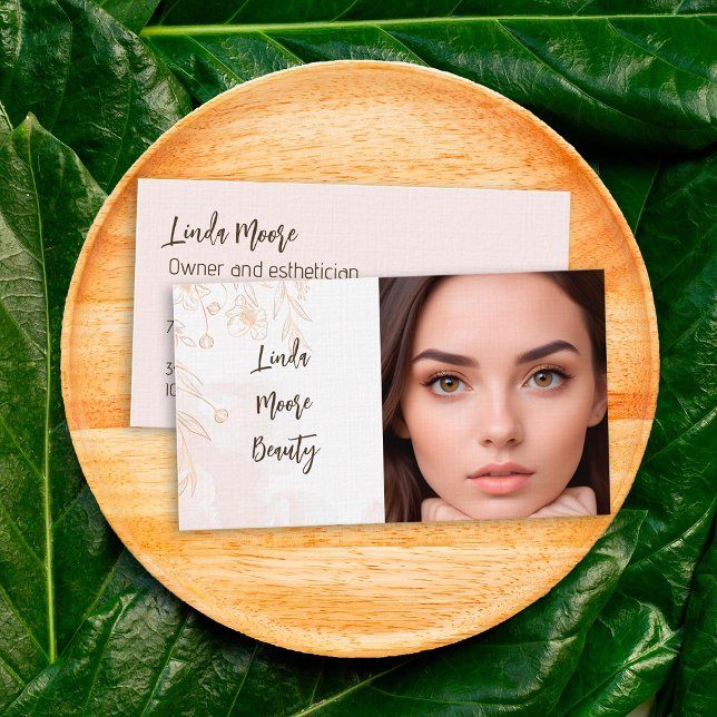 Cartão De Visita Foto personalizada de beleza estética de boho (Esthetician Boho Beauty Business Card)