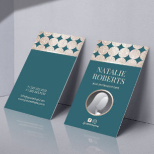 Cartão De Visita Foto Personalizada de Círculos Dourados Geométrico