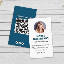 Cartão De Visita Foto personalizada de código QR moderno | Ligar Co