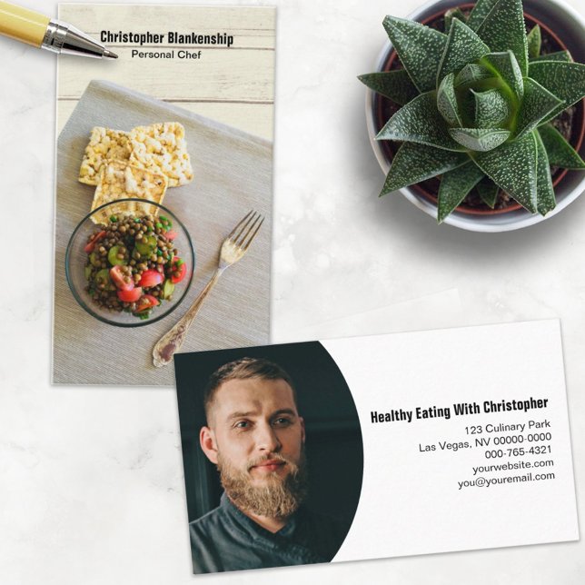 Cartão De Visita Foto personalizada de configuração de refeição de  (Criador carregado)
