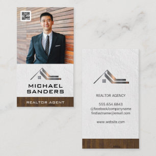 Cartão De Visita Foto personalizada de empresa Código QR Modelo
