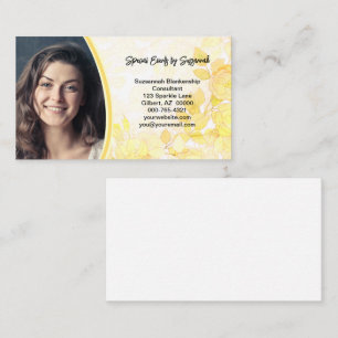 Cartão De Visita Foto Personalizada de Fundo de Arte Amarela Floral