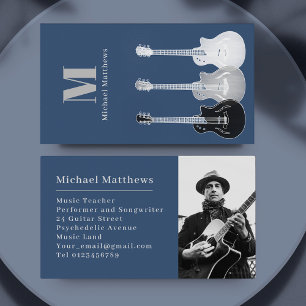 Cartão De Visita Foto personalizada de professor de música guitarra