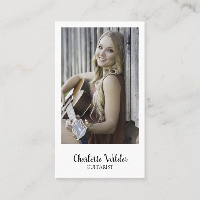 Cartão De Visita Foto personalizada de professor músico guitarrista (Frente)