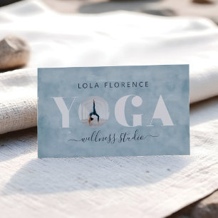 Cartão De Visita Foto personalizada de sobreposição YOGA Azul Mod