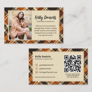 Cartão De Visita Foto personalizada de Xadrez de Cottagecore de que